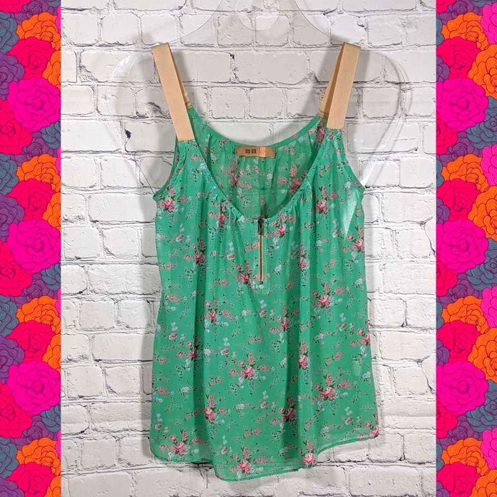 Sis Sis Sheer Floral Tank with Ribbon Straps 🌸